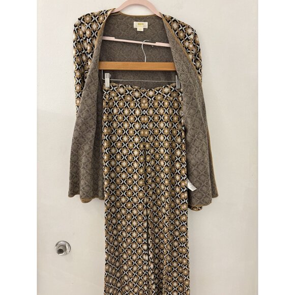 Anthropolgie Maeve Geo Jacquard Pant Set in Neutral Motif Pant Set Size XS Boho - Picture 3 of 9